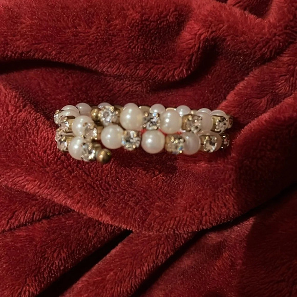 Vintage fashion pearl gold-tone crystals Bracelet - Picture 4 of 7